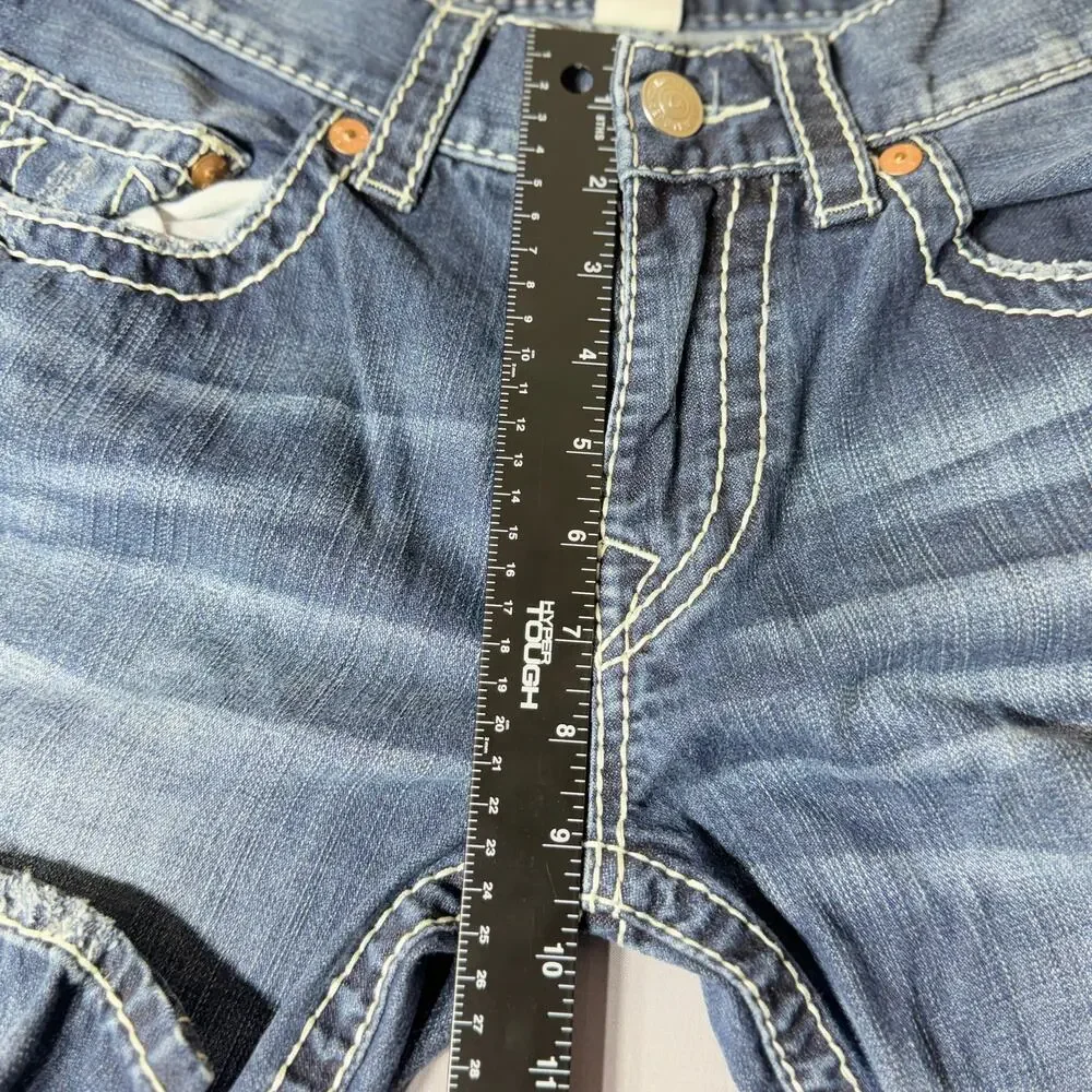 True Religion Section Skinny Distressed Jeans 31x31 Contrast Stitch Patches